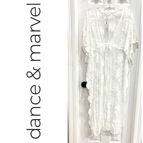 DANCE & MARVEL - NWT - L Sz L Embroidered Lace Beach Cover-Up/Festival Duster - Picture 1 of 15